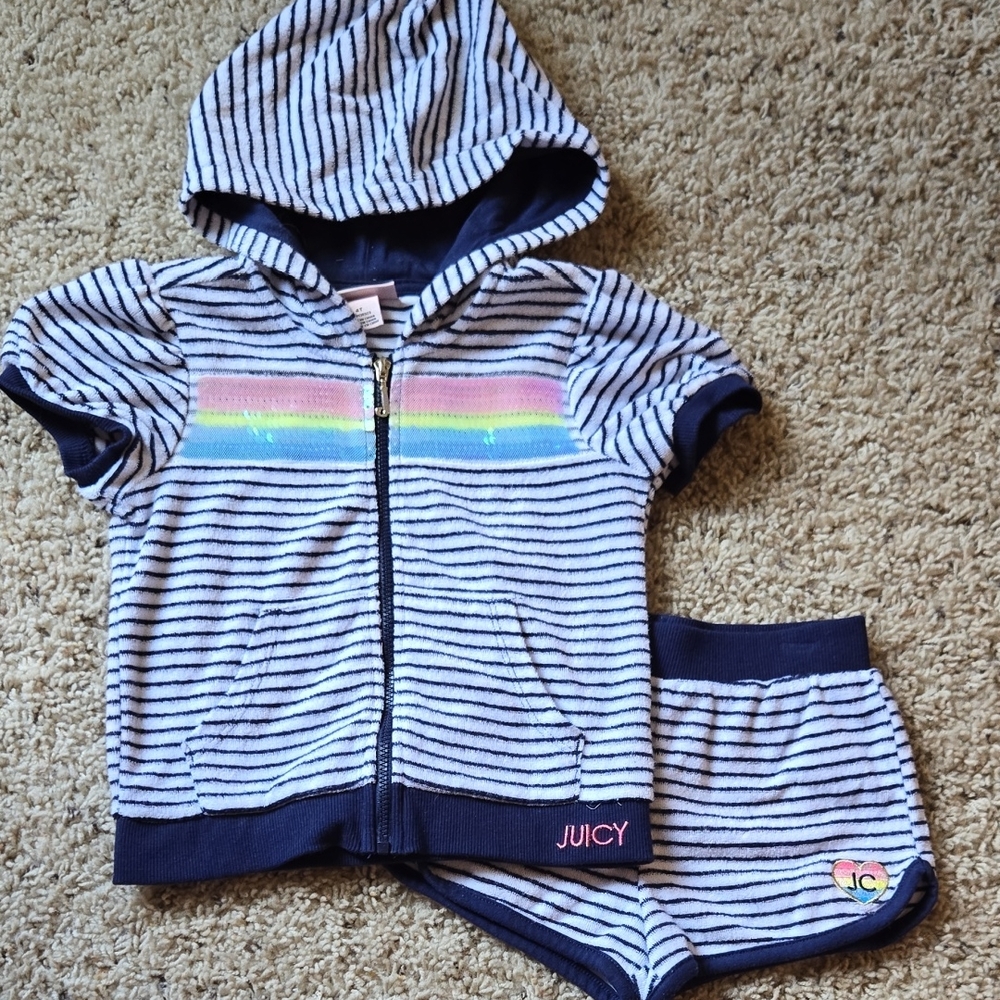Juicy Couture Navy Striped Hoodie and Shorts